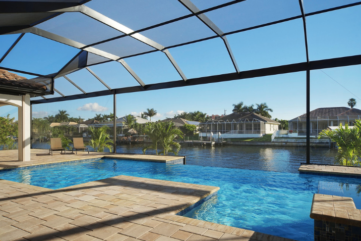 Florida pool with screen enclosure